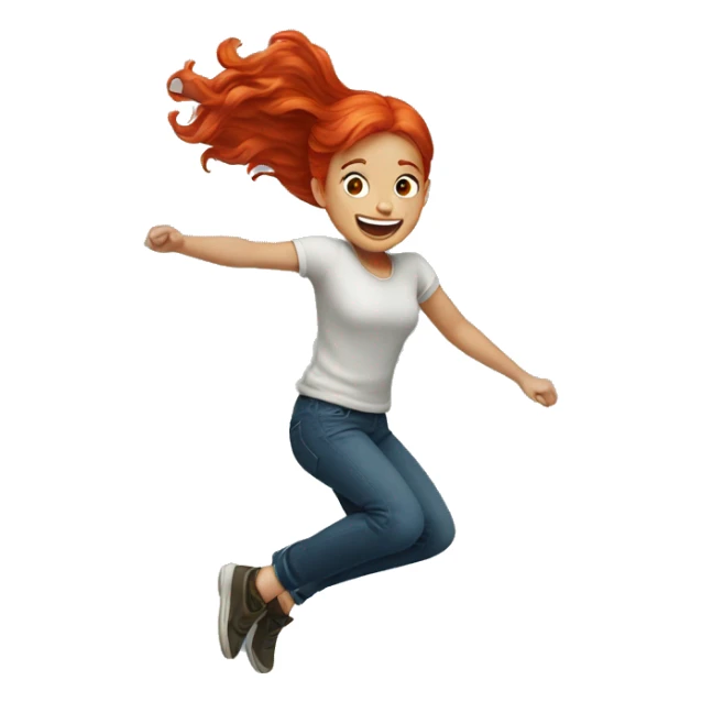 Red hair girl jumping  sticker