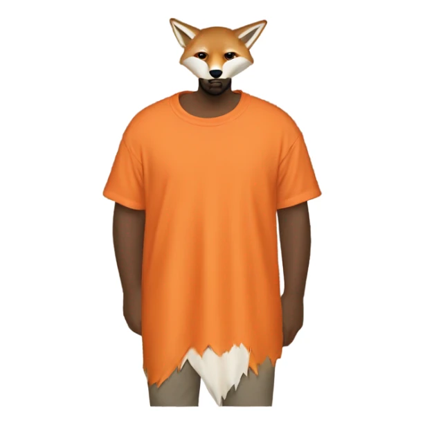 Kanye West dress With an orange T-shirt that has a fox sticker