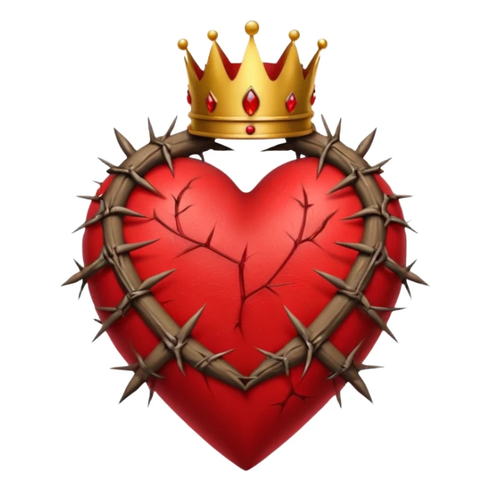 Create heart shape and in the vertical midway create that crown thonrs like in the Jesus head  sticker