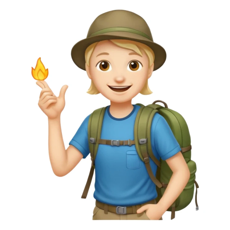 cheerful camper hiker with a backpack sticker