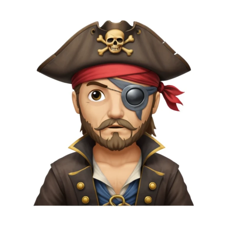 pirate with eye sailing a ship in strom sea background sticker