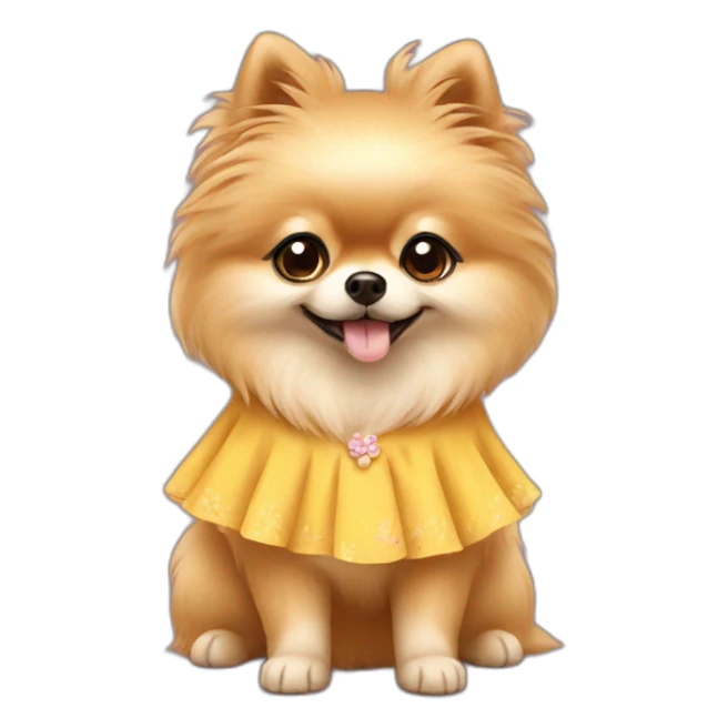 pomeranian wearing dress sticker
