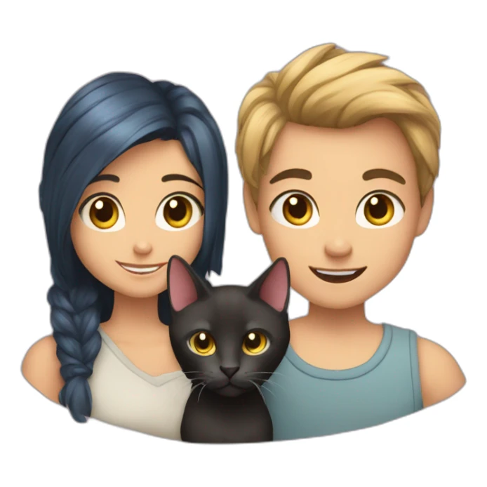 girls and boy with their two shpynx cats sticker