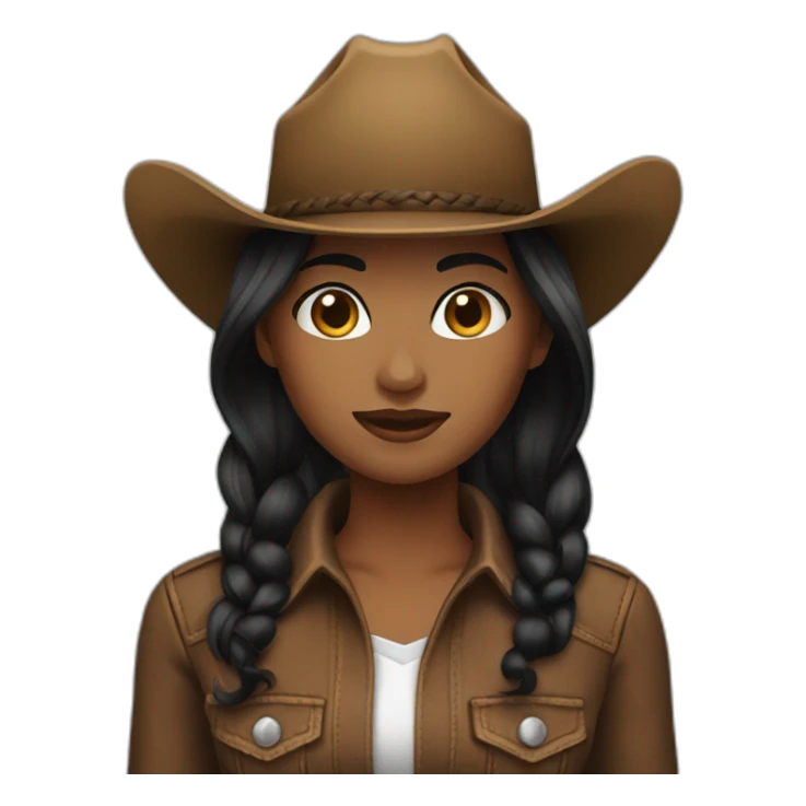 cowgirl straight black hair sticker