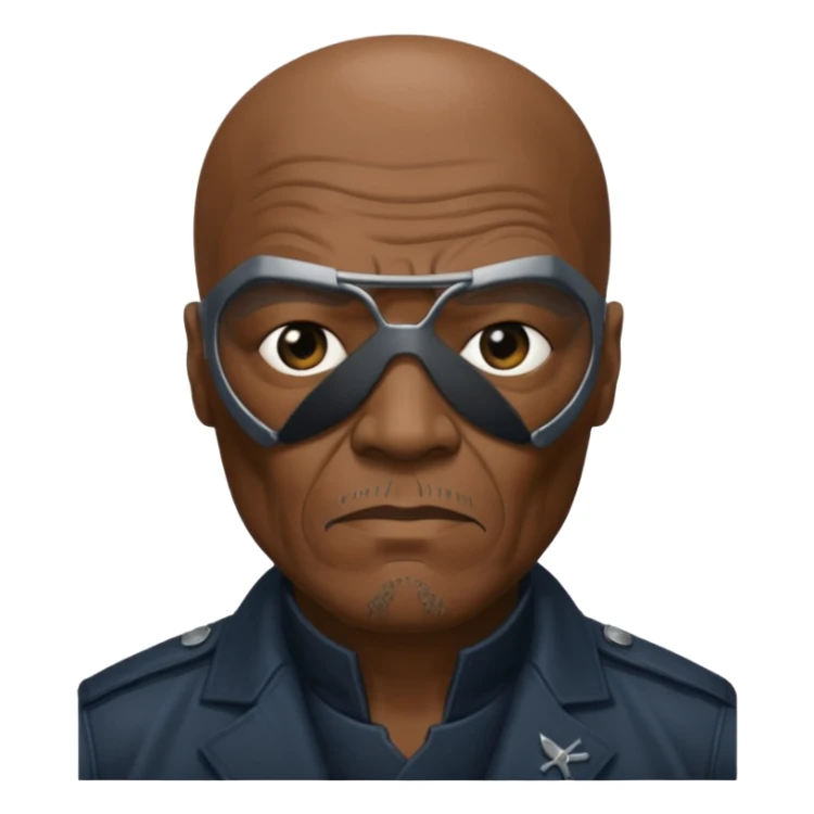 Create nick fury Superhero Emoji face only 1 eye patch black old person sticker