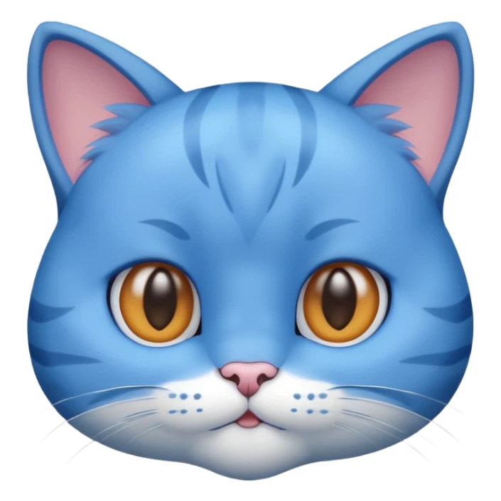 cute blue cat with a large head and simple facial features sticker