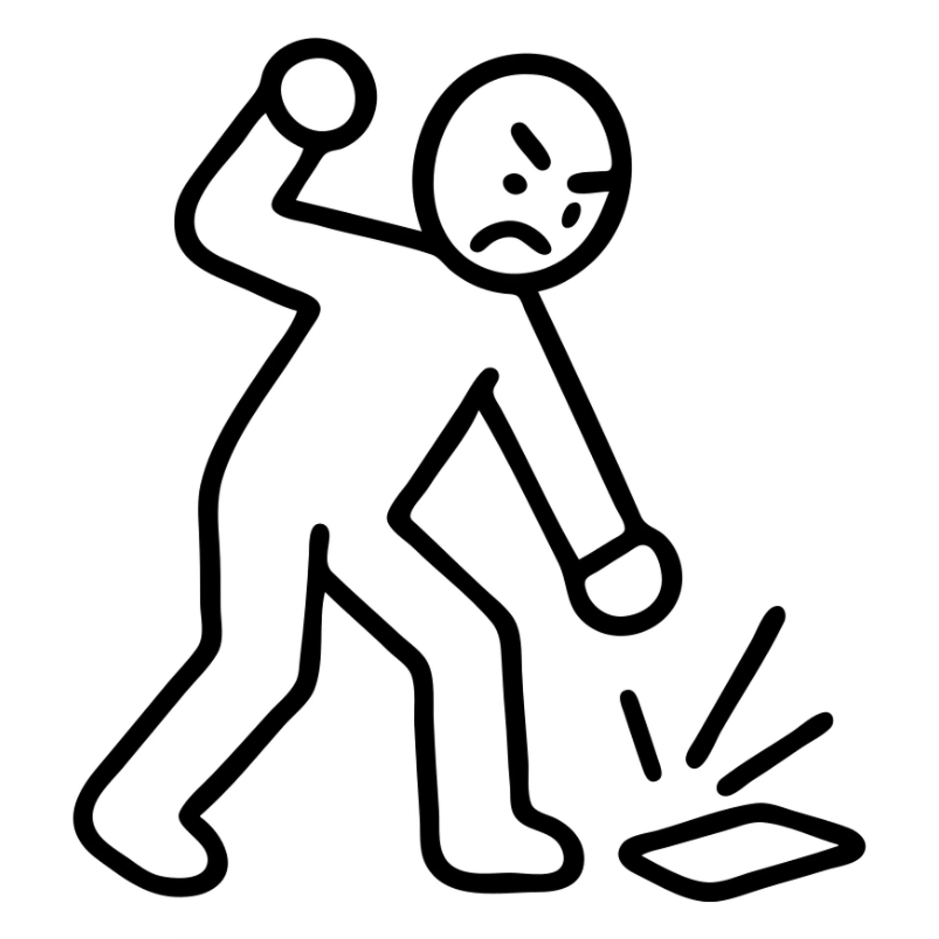 Man angrily smashing a smartphone on the ground sticker