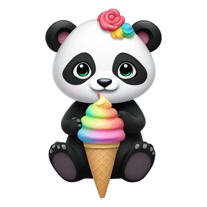 Panda eating ice cream in a black dress sticker