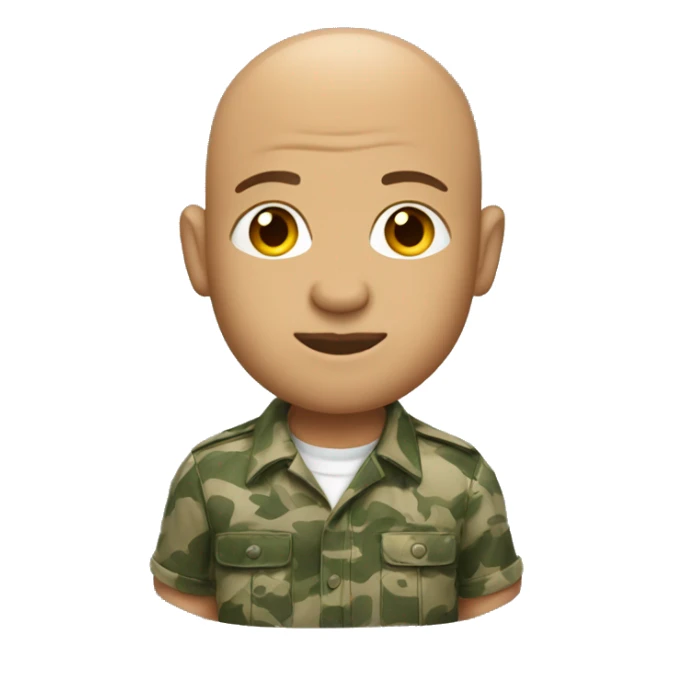 Bald lifting coach in a Hawaiian collared shirt and camo cargo pants sticker
