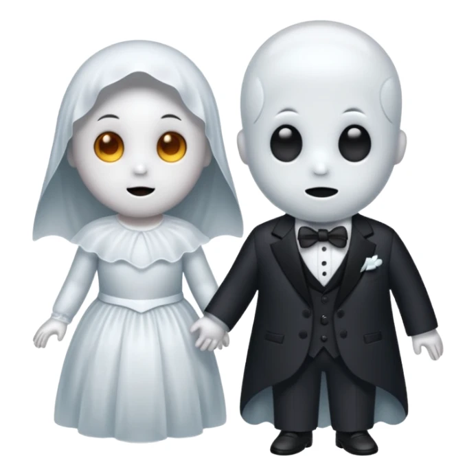 Cute ghost together his ghost girlfriend, style 1930s  sticker