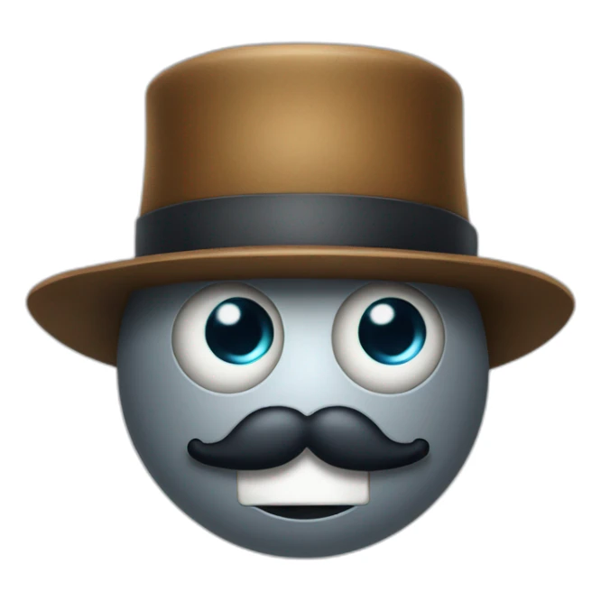 robot with one eye a mustache a bowler hatses sticker