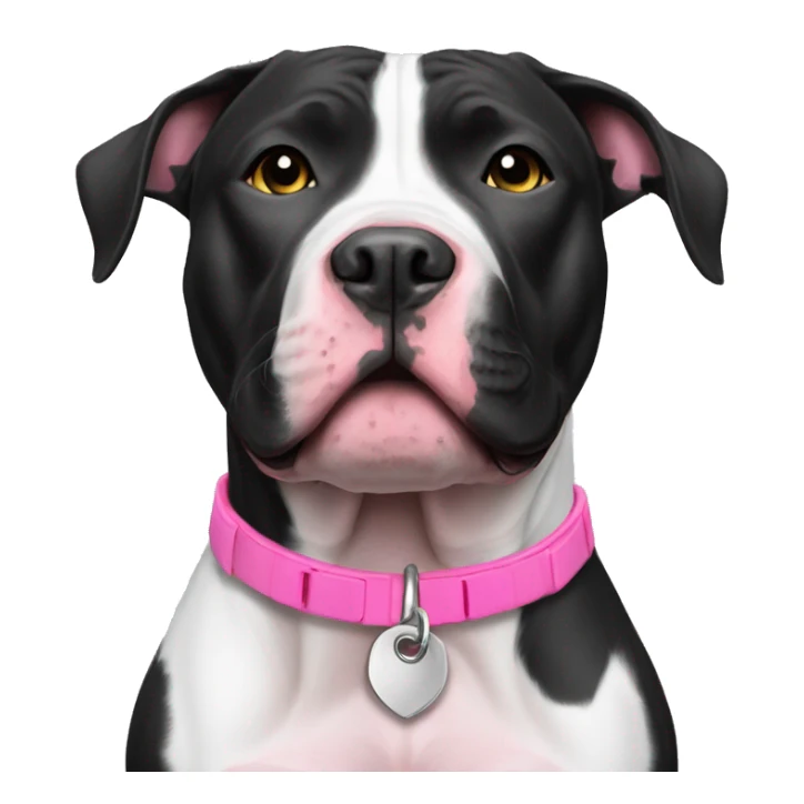 Black and white pit bull pink collar sticker