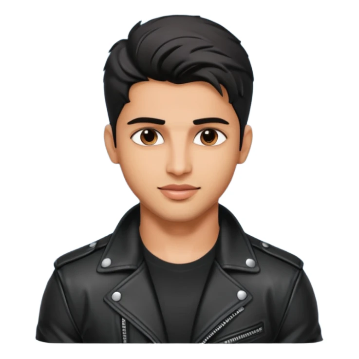 generate a pretty bratz siddharth malhotra, LEAN BUT MUSCULAR WEARING A black LEATHER JACKET sticker