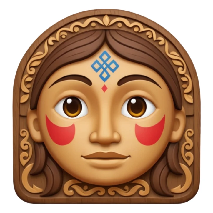 ancient Slavic idol, carved wood look, emoji style sticker