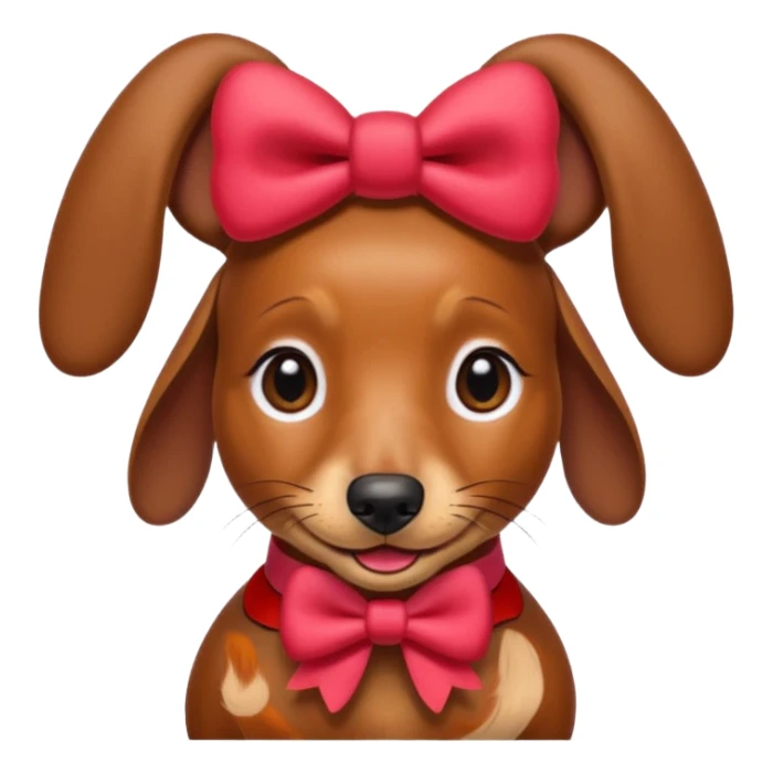 Female Dachshund with red hello kitty bow on her ear sticker