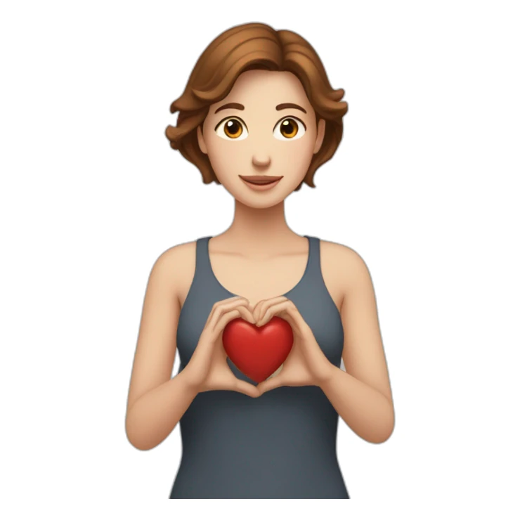 woman (white skin, brown middle hair) makes heart with his hands sticker