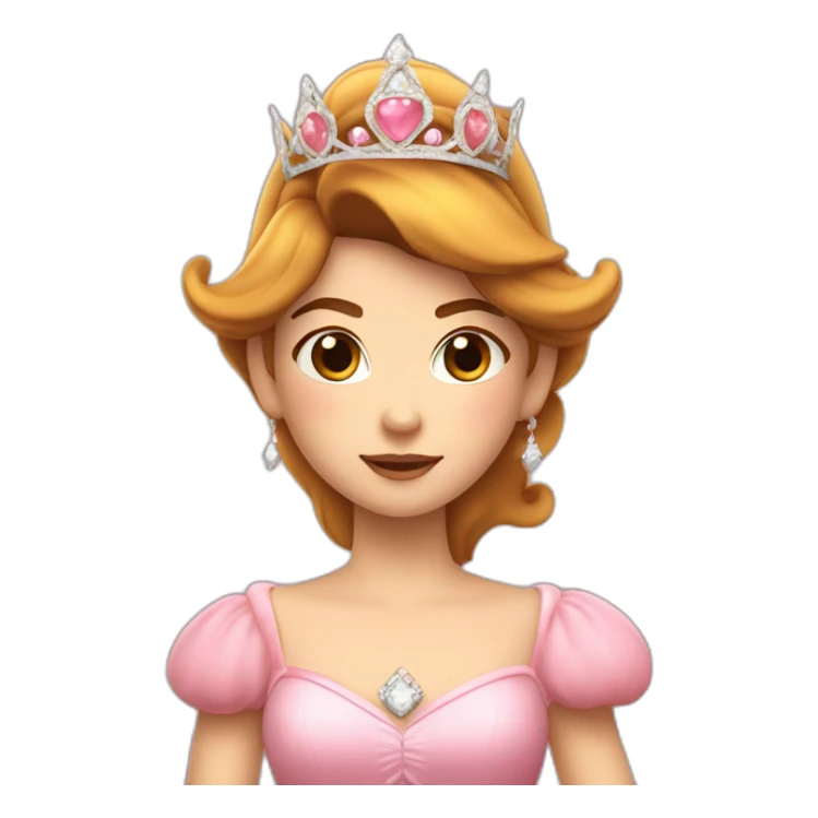 princess peach girl with tiara and brown hair sticker