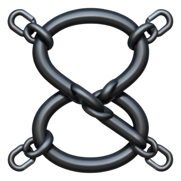 Emoji, gothic chain link shaped as number 8, forged from matte black steel, industrial form, subtle metal texture, no glow, no neon, flat emoji design, centered, transparent background sticker