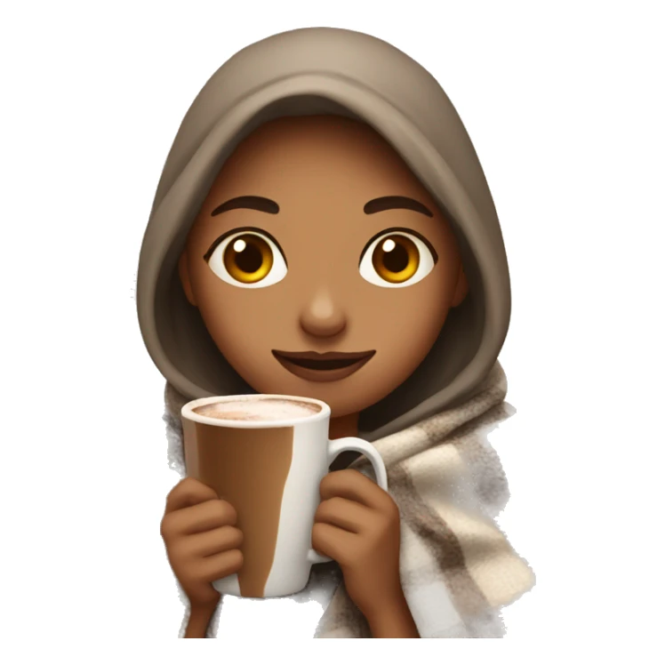Girl with a blanket and hot chocolat sticker