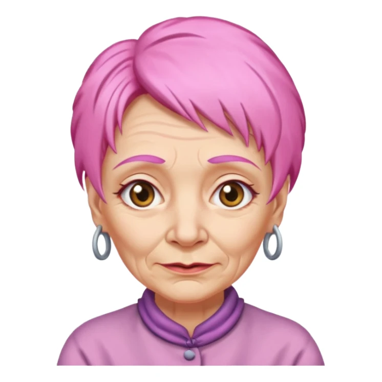 pink hair old woman sticker