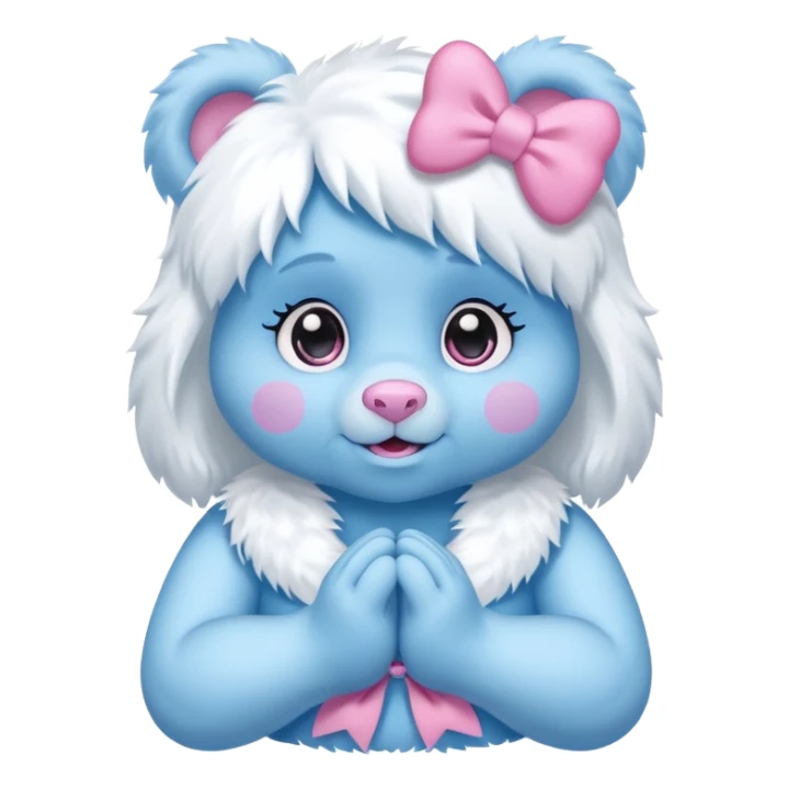 blue girl care bear yeti with bow sticker