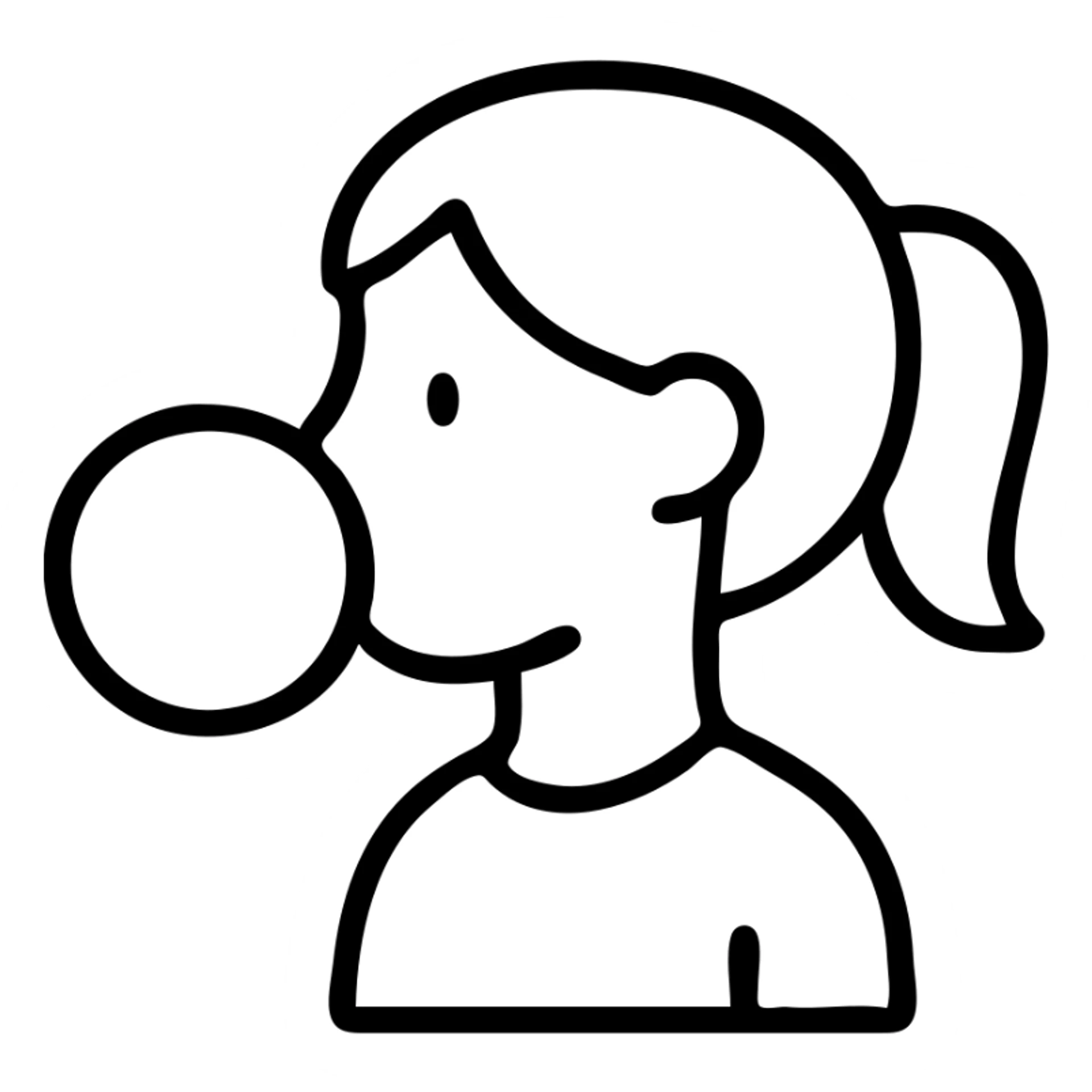 girl blowing a big bubble with bubblegum sticker