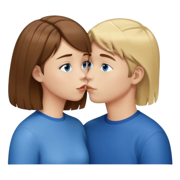 una ragazza con il caschetto marrone che bacia un ragazzo con i capelli biondi e gli occhi azzurri sticker