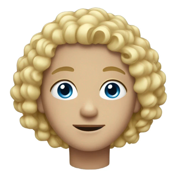 adult with blond curly hair and blue eye sticker