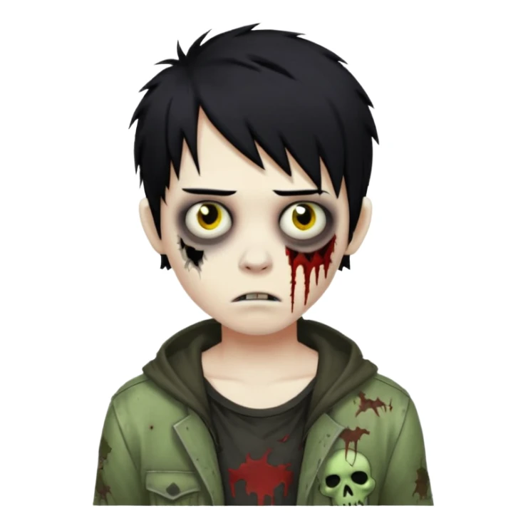 boy zombie with black hair emo sticker