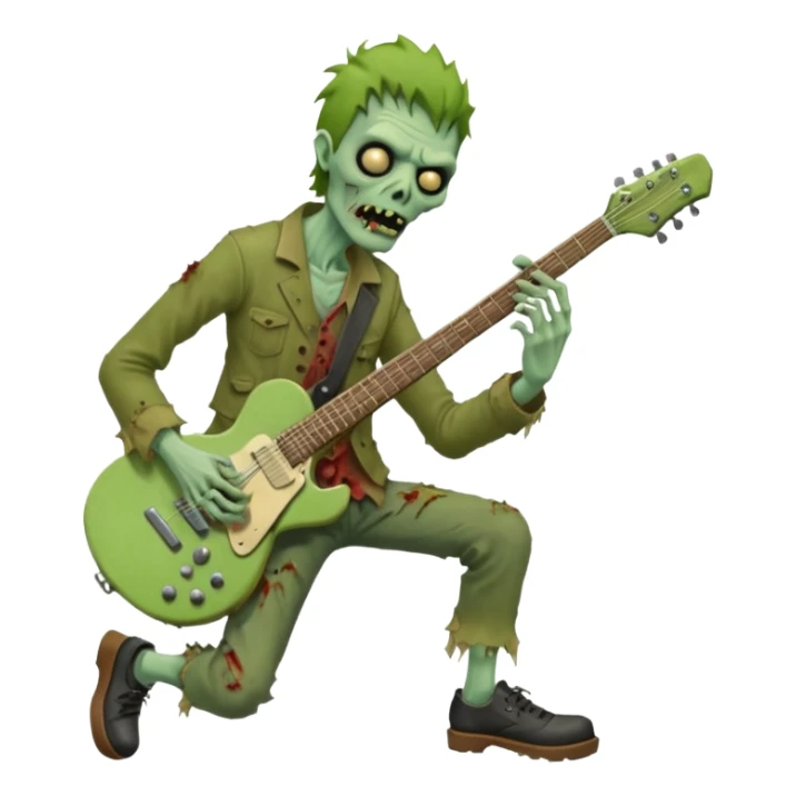 Zombie guitarist – ragged clothes, missing shoe, strumming an old electric guitar. sticker