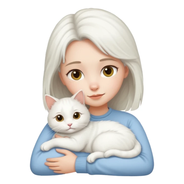 A girl love with his white male cat sticker