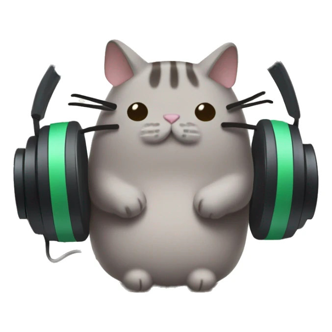 pusheen listening music on head phones while drinking starbucks sticker