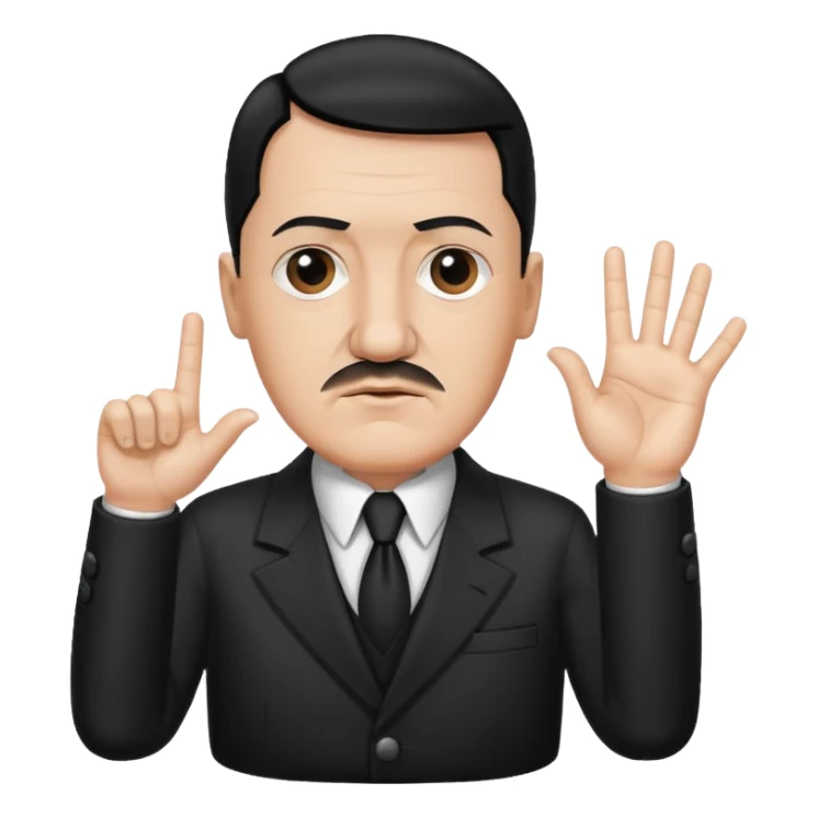 Hitler ios with straight raised hand with fingers together sticker