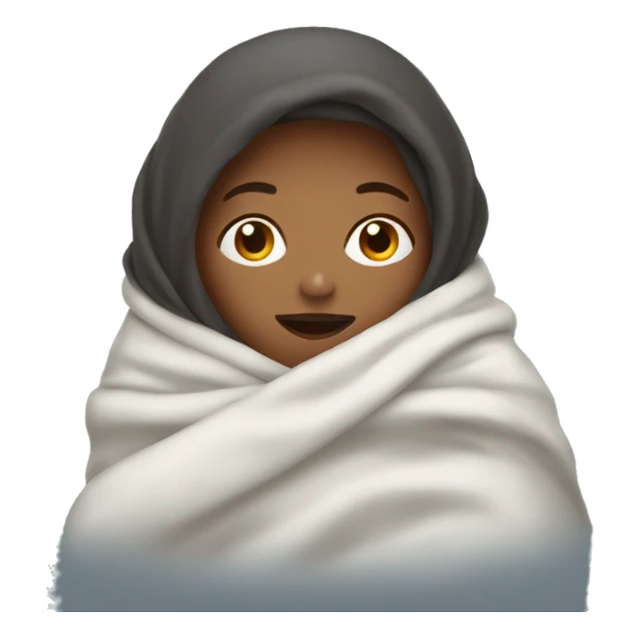 woman covering herself from the cold with a blanket sticker