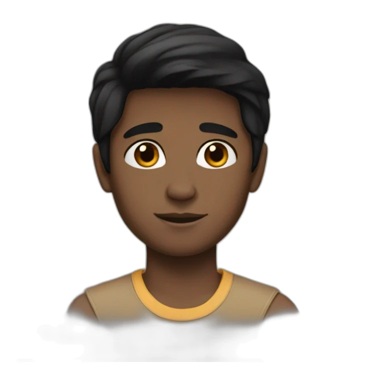 boy black hair Smooth Indian black face sticker