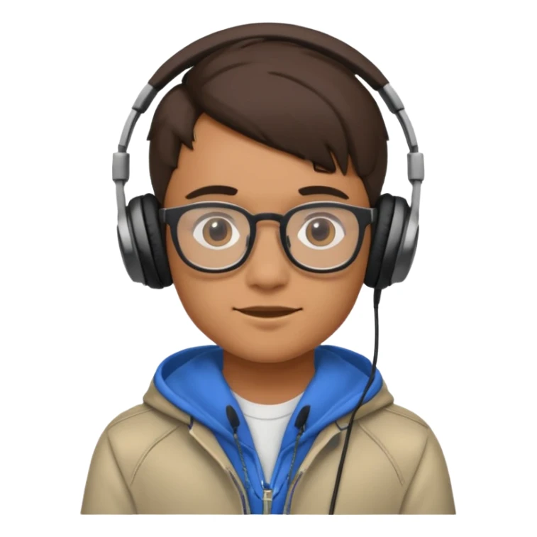 GenZ boy with headphones on and look like editor sticker