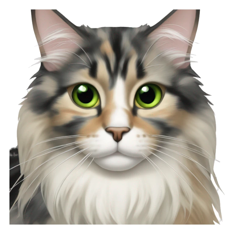 Maine coon dilute Calico half face colored big green black eyes sticker