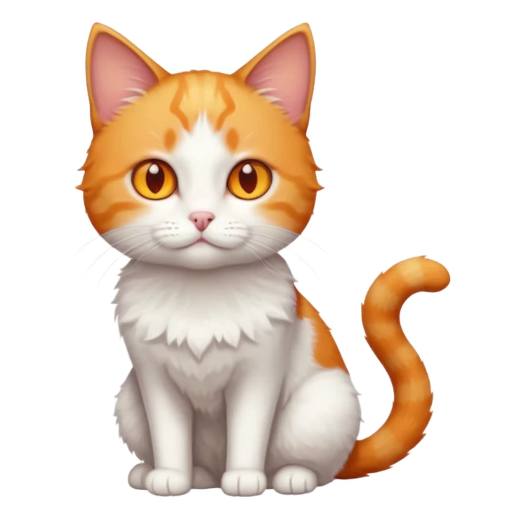 full body tiny short hair ginger and white cat with orange eyes  sticker