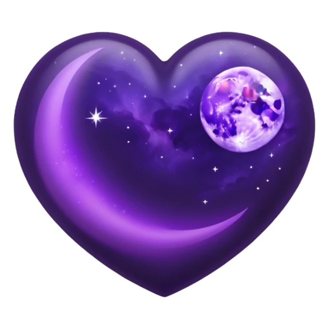 dark purple heart with a purple Moon sticker