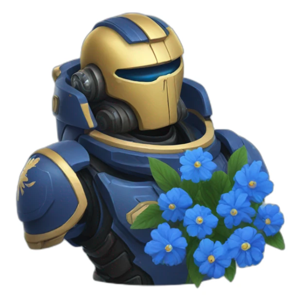 spacemarine giving blue flowers sticker