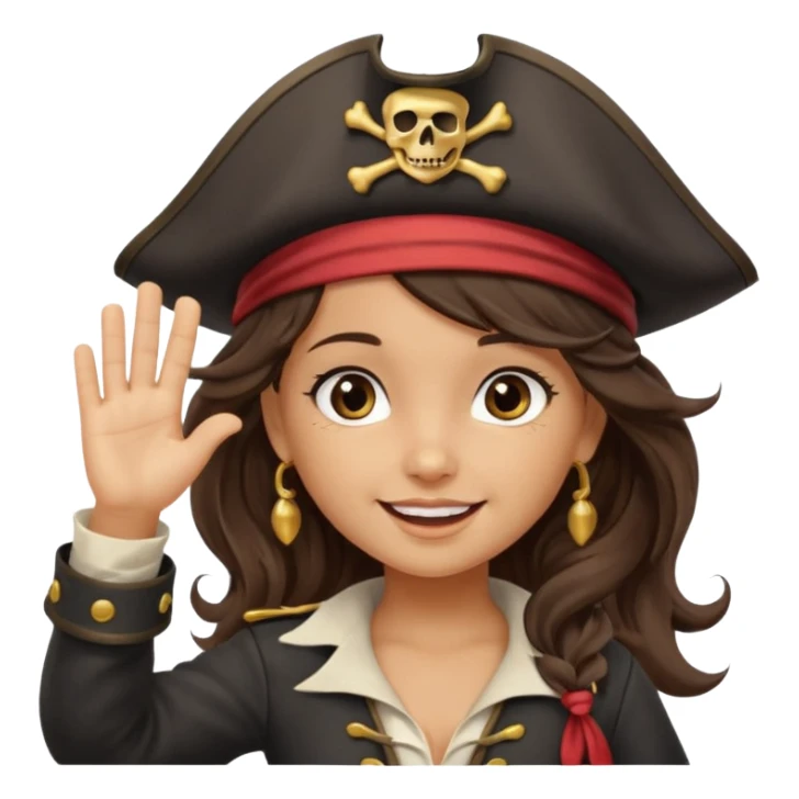 cute pirate girl wave salute sticker