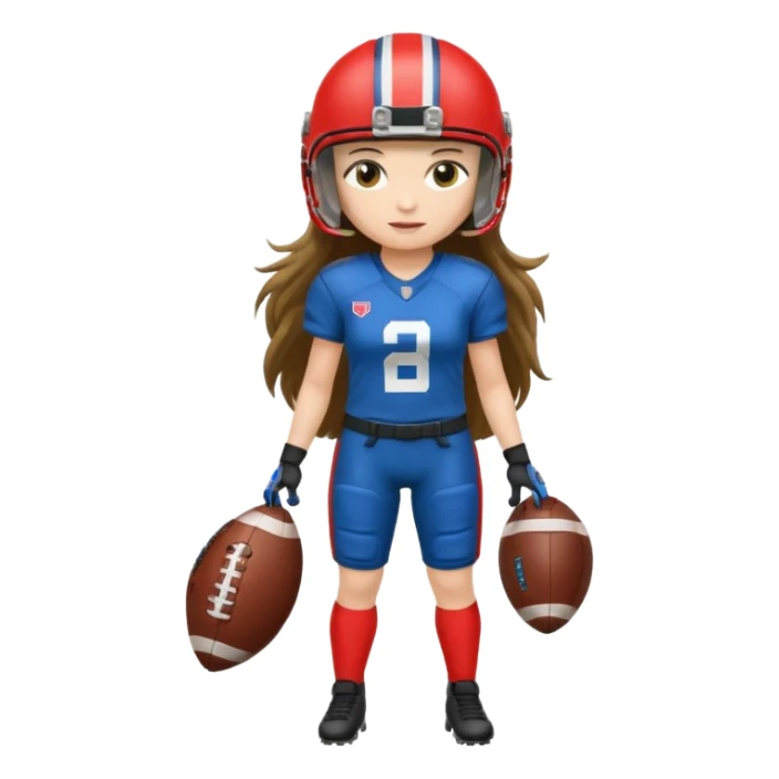 Long Haired Football Players, Female player, full body sticker