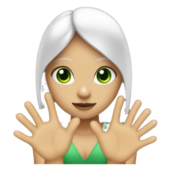 girl with green eyes making love heart with hands  sticker
