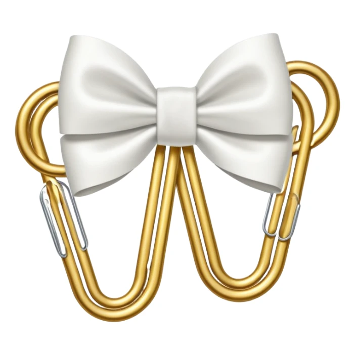 one gold paper clip with a white bow in the middle sticker