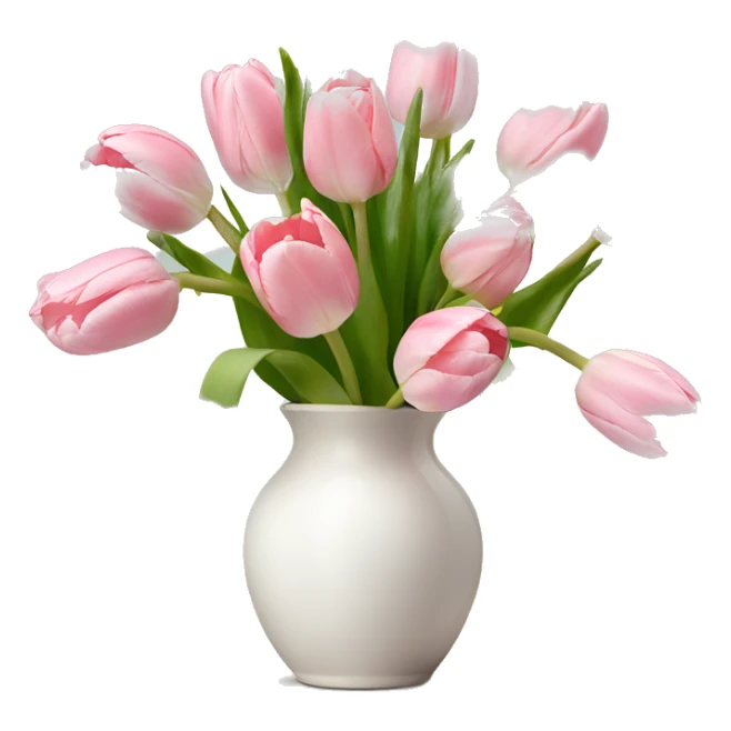 Light pink tulips in white vase in bow  sticker