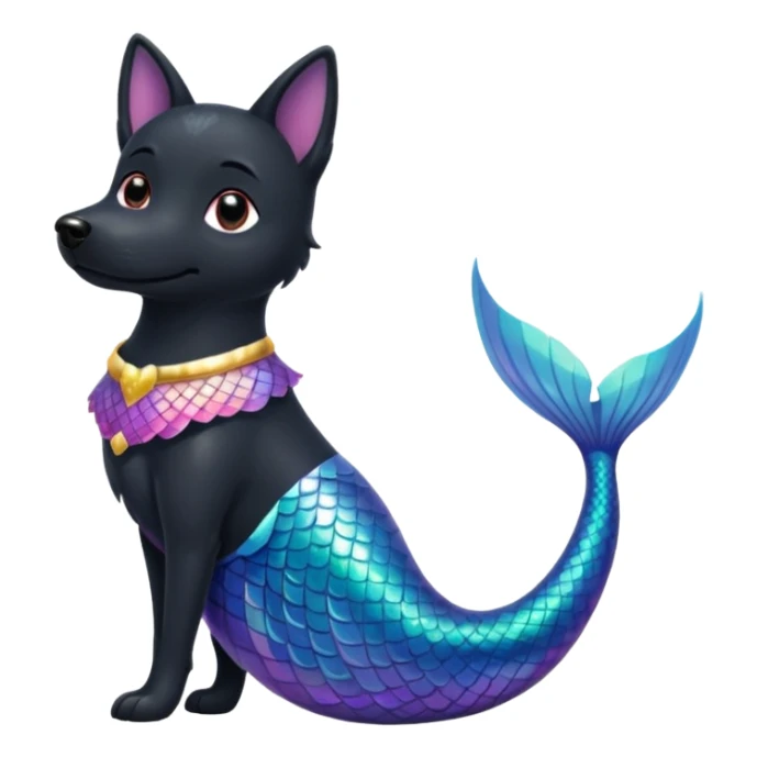 Black dog with mermaid tail sticker