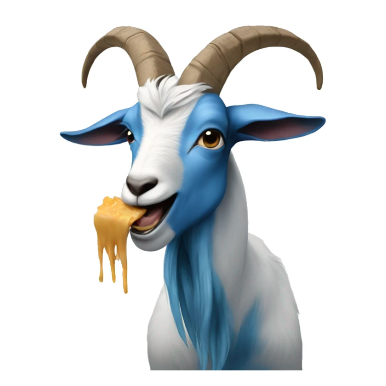 goat eating, blue hair sticker