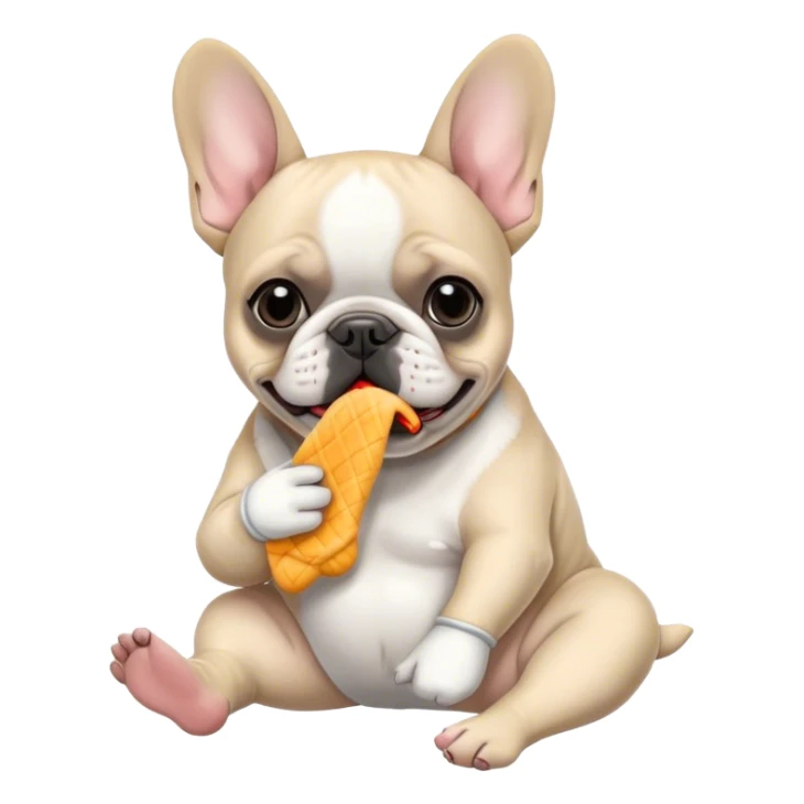 Black and white color frenchie eating a sock  sticker