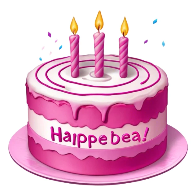 A pink split cake, with the words' HAPPEE BIRTHDAE HARRY 'scrawled across it, floats in the air with magical effects sticker