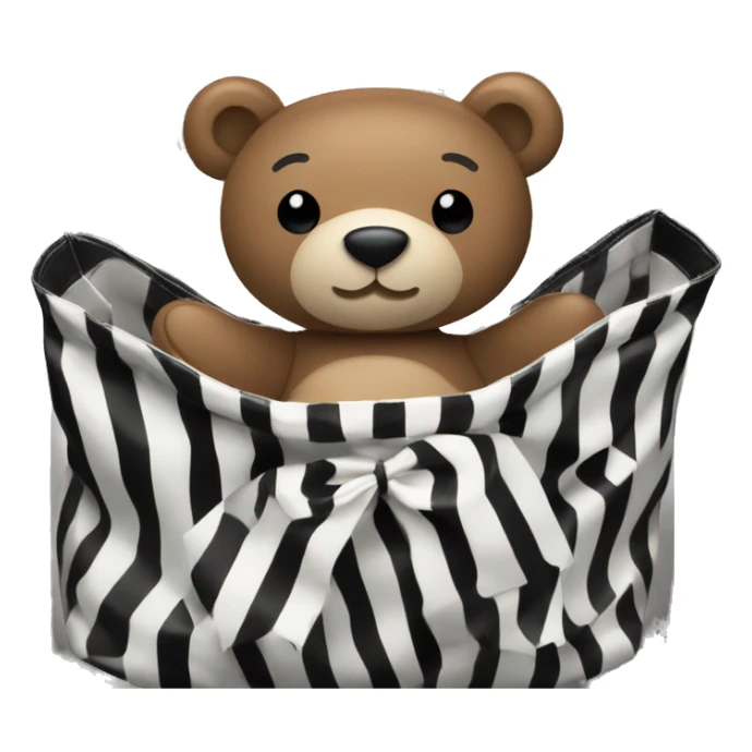teddy bear with black and white striped sephora bag  sticker